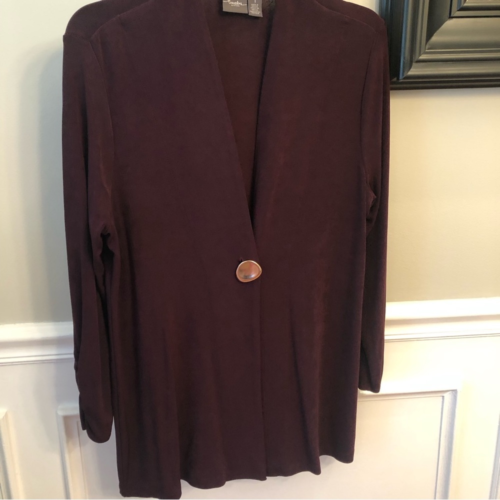 Chico’s Travelers cardigan jacket one button slinky spandex stretch size 1